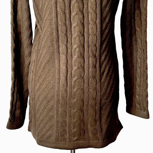 Ninovino Chocolate Brown Cable Knit Turtleneck Sweater Tunic 100% Acrylic Medium - Picture 9 of 11